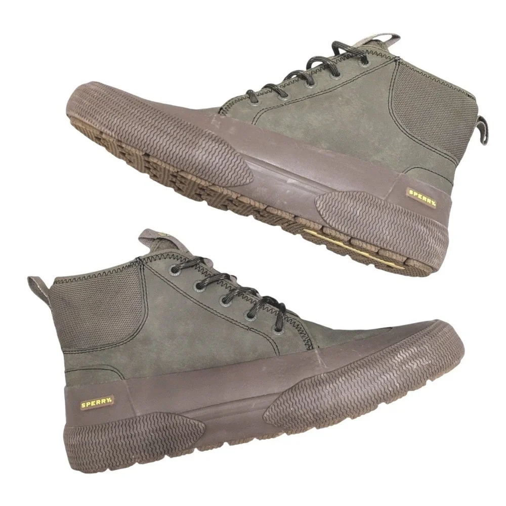 Sperry Mens Halyard Storm Boot Olive Green STS24431 Size 10 High Top Boot Duck